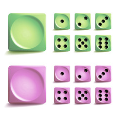 Sticker - Playing Dice Vector Set. Different Variants Game Cubes Isolated. Aauthentic Collection Icons In Realistic Style. Gambling Dice Rolls Concept.