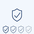 Vector shield with check mark line icon
