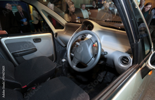 The Interior Of The Tata Nano Is Seen As The Vehicle Is
