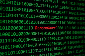 The RansomWare and Binary code Concept Security and Malware attack