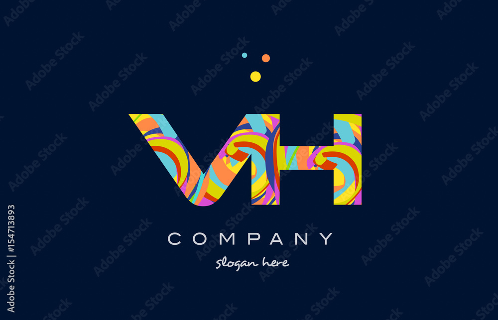 vh v h colorful alphabet letter logo icon template vector Stock Vector ...
