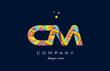 cm c m colorful alphabet letter logo icon template vector