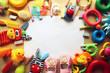 © dyageleva - Children's toys and accessorieson a wooden background