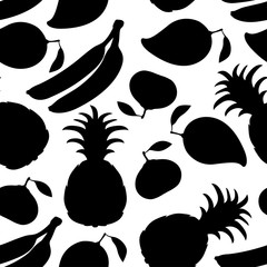 Wall Mural - Fruits silhouette seamless pattern