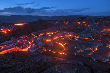 flowing lava in hawaii