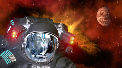 Wall Mural - astronaut planet mars spaceman helmet ufo space martian alien et extraterrestrial. elements of this 