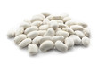 Heap of raw butter beans on white background