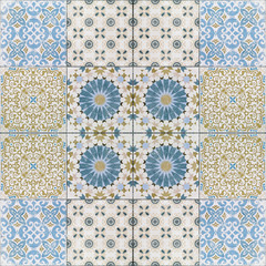 Naklejka na meble Beautiful old ceramic tiles patterns in the park public.