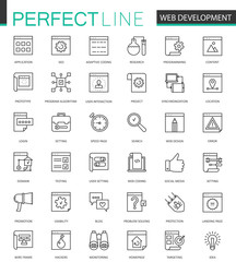 Wall Mural - Web development thin line web icons set. SEO Online shopping Outline stroke icons design.