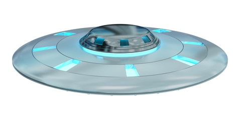 Poster - Vintage UFO isolated on white background 3D rendering