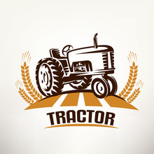 Retro Tractor Vector Symbol