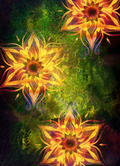 Fototapete - floral ornamental structure with filigrane pattern mandala on abstract background.