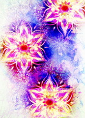 Aufkleber - floral ornamental structure with filigrane pattern mandala on abstract background.