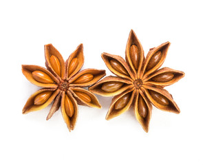 Wall Mural - close up the star anise on white background