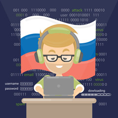 Wall Mural - Russian professional hacker.