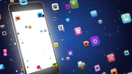 App Download. Hundreds Of Apps Being Downloaded By A Smartphone