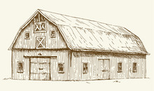 Old Barn. Hand Drawn Illustration.