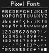 pixel type for games, retro font vector illustration