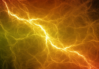 Hot yellow and orange electric lightning