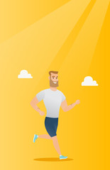 Sticker - Young man running vector illustration.