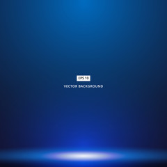 Wall Mural - smooth dark blue with black vignette studio room background with light shines from above.