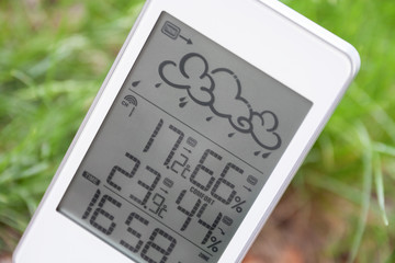 Wall Mural - Weather station device with weather conditions inside and outside