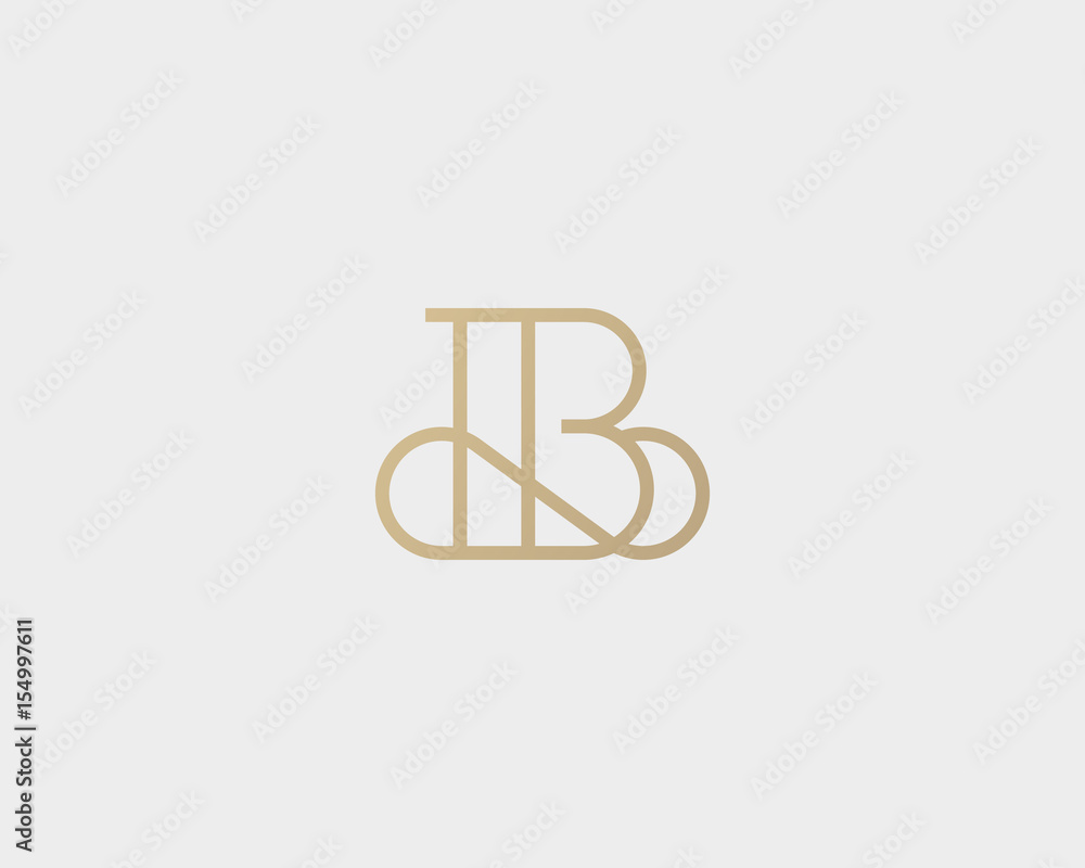 Elegant line curve vector logotype. Premium letter B logo design ...