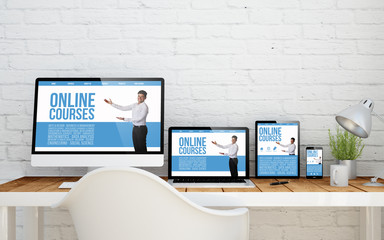Wall Mural - multidevice desktop online courses