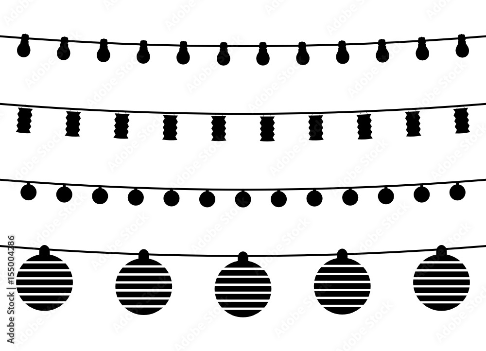 Silhouetten Lichterketten Stock Vector