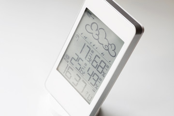 Wall Mural - Weather station device with weather conditions inside and outside. Light background.