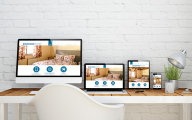 Wall Mural - multidevice desktop booking room