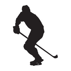 Poster - Skating ice hockey player, vector silhouette