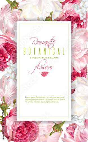 Romantic flowers vertical frame