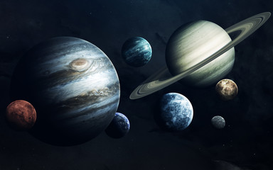Wall Mural - Planets of Solar system. Earth, Mars, Jupiter and others. Elements of this image furnished by NASA