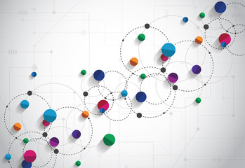 Wall Mural - vector technology concept. connected lines and dots colorful background. network sign