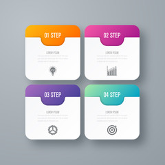 Wall Mural - Business infographics template 4 steps with square