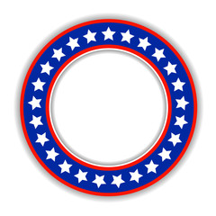 Wall Mural - American flag abstract round frame with empty space for text. USA flag badge decorative sticker