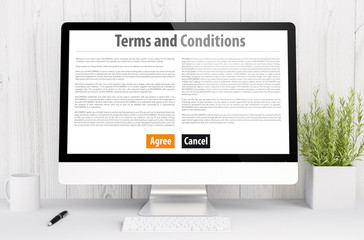 Canvas Print - white workspace with computer terms and conditions