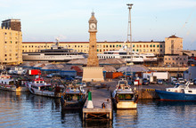 Clock Tower Barcelona Harbor Spain