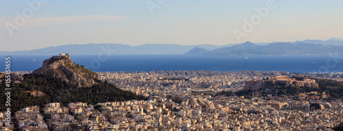 Plakat Ateny, Grecja - panoramiczny widok na Akropol i Lycabettus