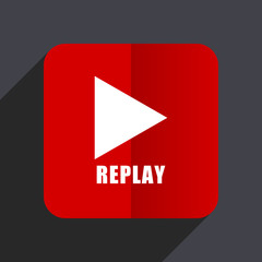Poster - Replay flat design web vector red icon