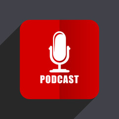 Fototapete - Podcast flat design web vector red icon