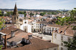 Main Square With Statue In Portuguese Town of Tomar, Tomar In Portugal, Republic Square In Tomar, View of the city of Tomar bird's eye view, UNESCO Monument In Portugal 