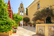 View Of Monastry In Palaiokastritsa, Town In Corfu, Greece