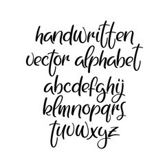 Sticker - Handwritten brush font. Brushpen vector alphabet. Modern calligraphy abc. Isolated