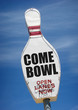 © jdoms - vintage bowling pin neon sign at bowling alley