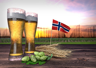 Wall Mural - beer consumption in Norway. 3D render