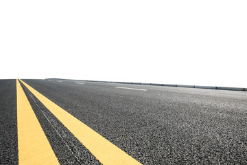 New asphalt road on white background