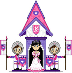 Canvas Print - Cartoon Fairytale Princess and Knights