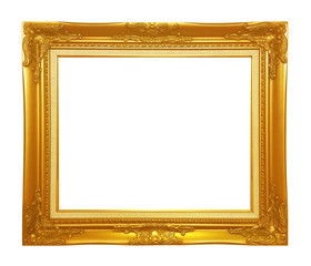 Poster - Antique gold frame isolated on white background, clipping path